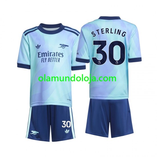 Camisola Arsenal Sterling 30 Criança Equipamento Terceiro 2024-2025 Manga Curta